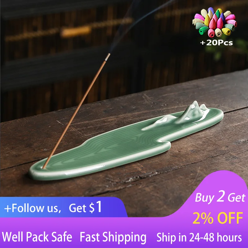 

Celadon thread incense holder creative mountain water recumbent incense burner line incense holder incense plate Zen decoration