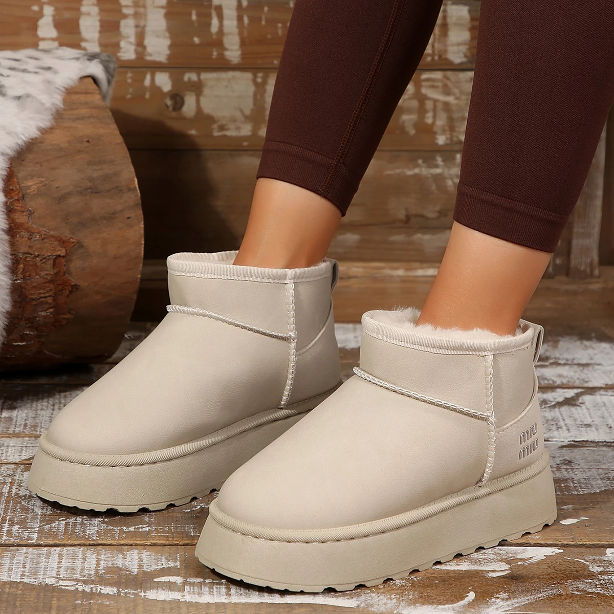 Ботильоны женские замшевые Повседневная Теплая обувь на плоской подошве модные