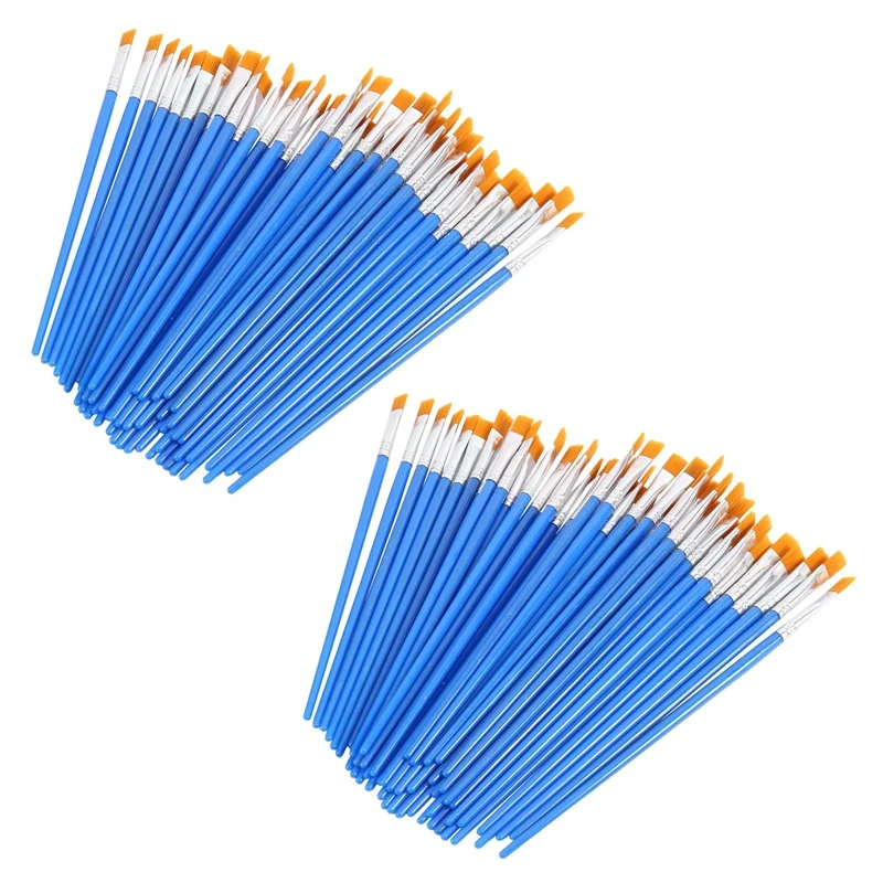 

Paint Brushes Set 100 Pcs Kids Nylon Flat Hair Small Oil Watercolor Artist Painting Kits Bulk For Children