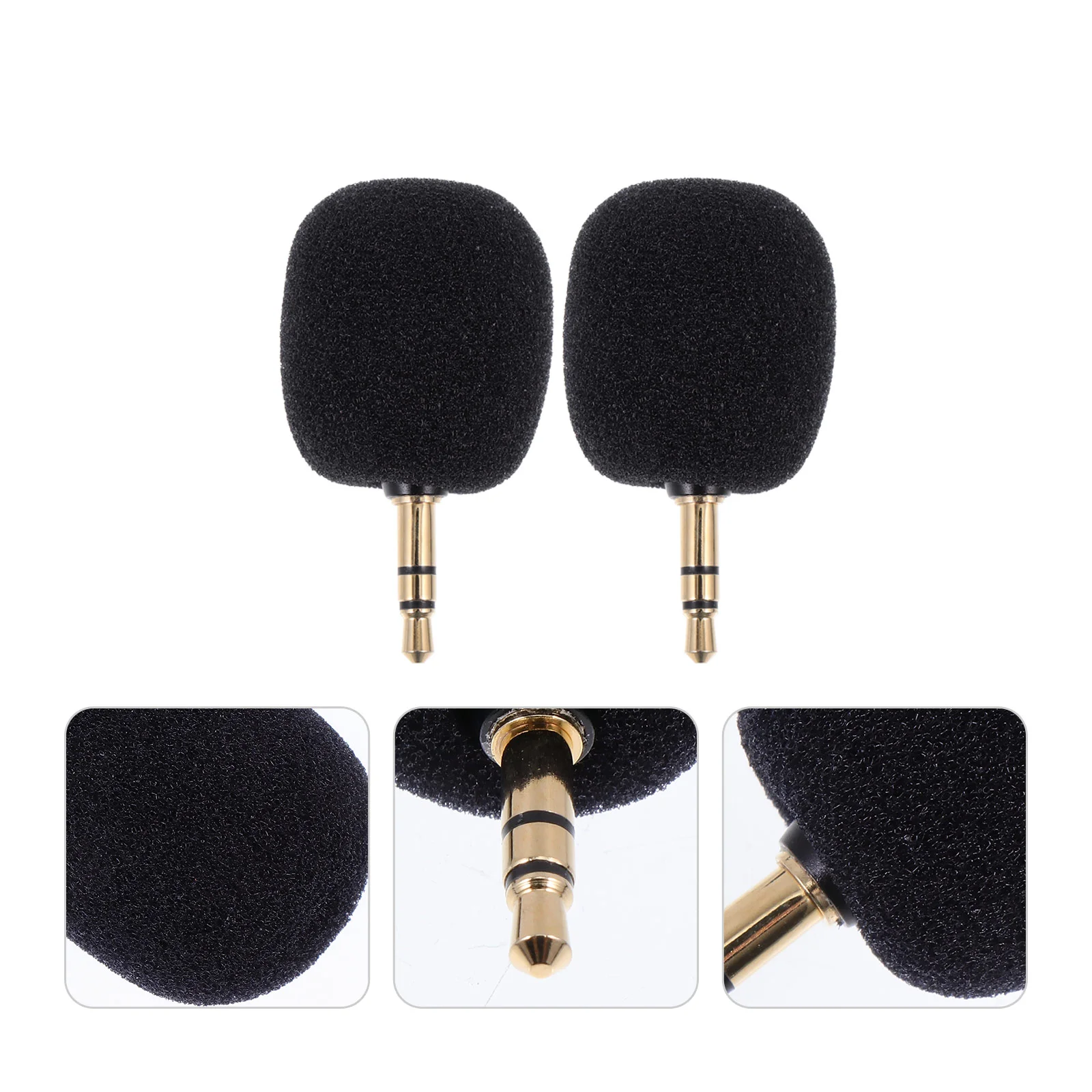 

2Pcs Portable Phone Recording Microphones Mini Wireless Camera Microphones (Black)