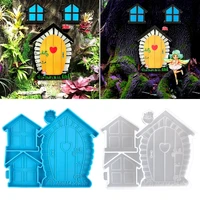 1 pc fairy deur silicone mold gnome thuis 3d venster diy crystal epoxyhars mal fairy slapen boom gezicht patio gazon decors