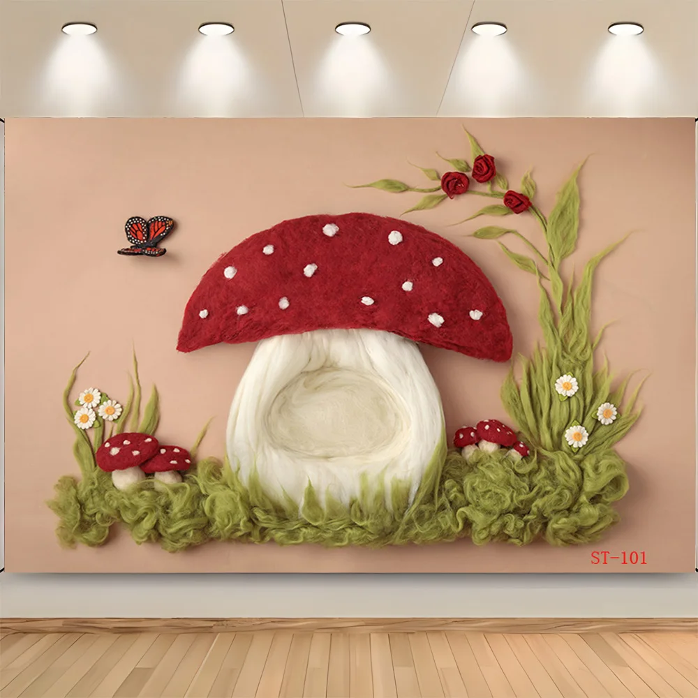 Фон для фотосъемки новорожденных с изображением цветочной корзины