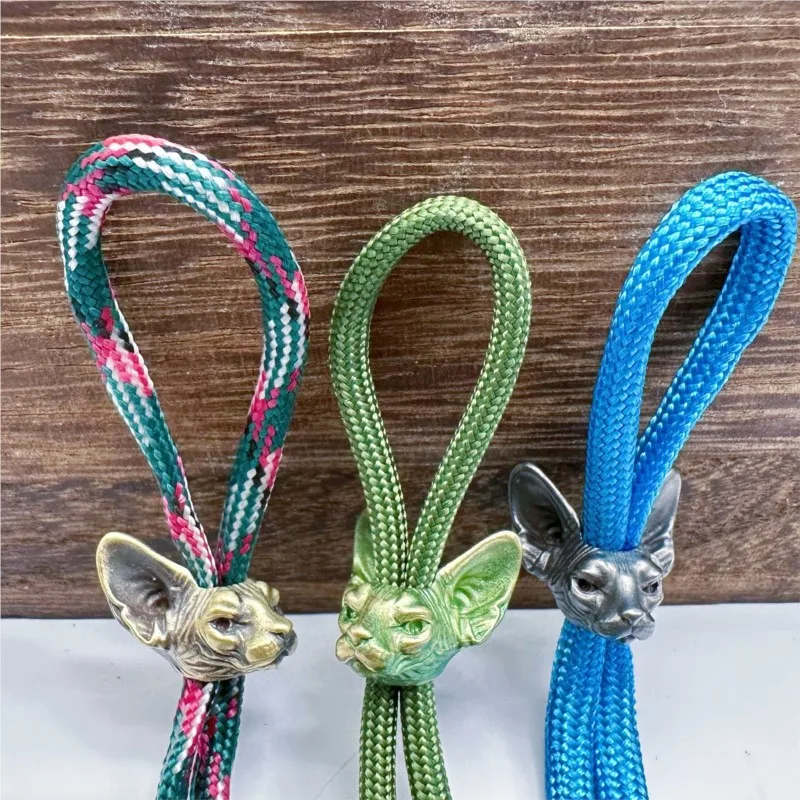XM-funny Sphinx cat knife pendant brass pendant DIY string pendant umbrella rope pendant outdoor EDC tools accessories