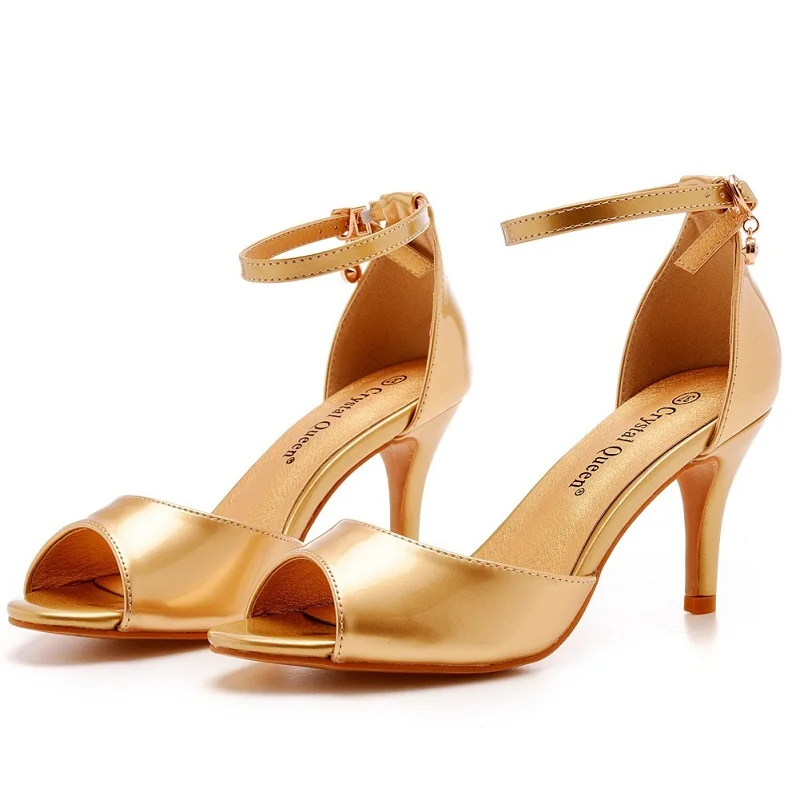

Spring and summer new style fish mouth PU daily single shoes banquet dress versatile large slim high heel sandals for women