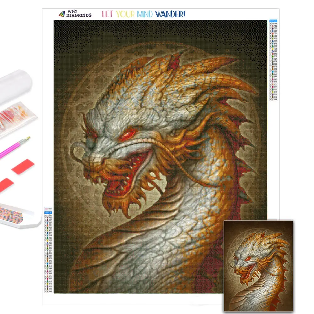 

DIY 5D Diamond Painting Dragon Animal Picture Mosaic Full Diamond Rhinestones Embroidery Cross Stitch Set Home Wall Decoration