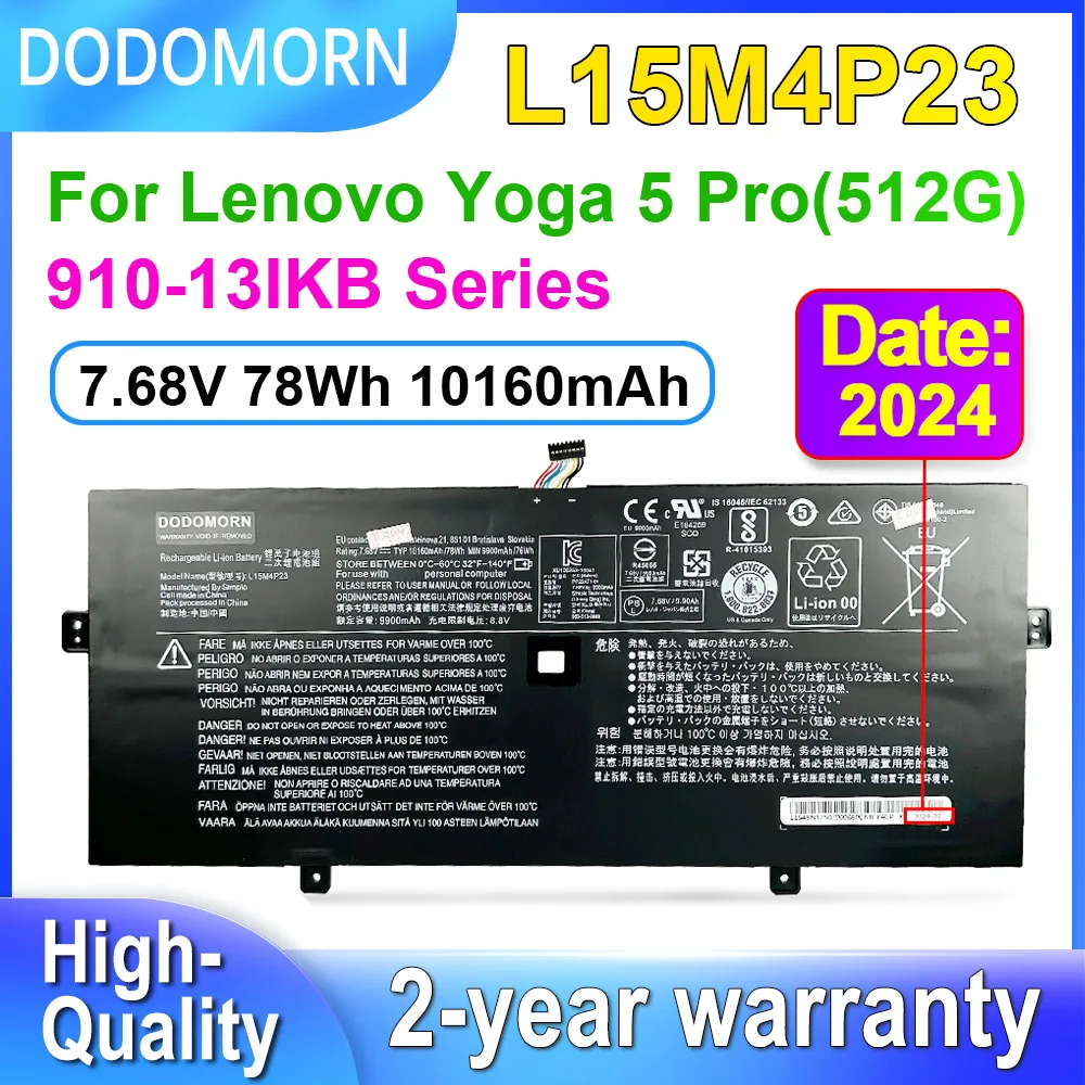Аккумулятор DODOMORN L15M4P23 для ноутбука Lenovo Yoga 910-13IKB 80VF 5 Pro(512G) Series L15M4P21 L15C4P21 7 68 V 78Wh 10160