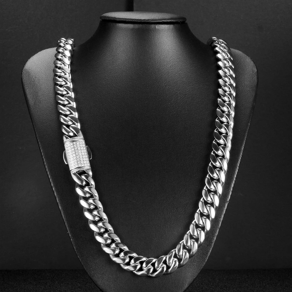 

Hip Hop Miami Curb Cuban Chain Necklace for Men Women 316L Stainless Steel Gold/Silver Bracelet Fashion Jewelry Accessories