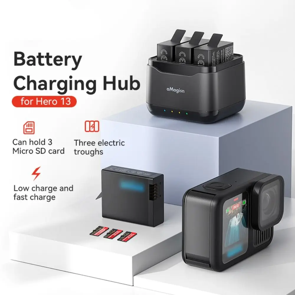 3 слота для зарядки зарядное устройство подставка быстрое аксессуары GoPro Hero 13