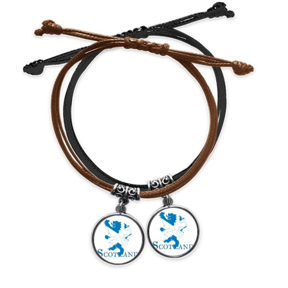 

Lion Scottish Finger Art Deco Fashion Bracelet Double Leather Rope Wristband Couple Set