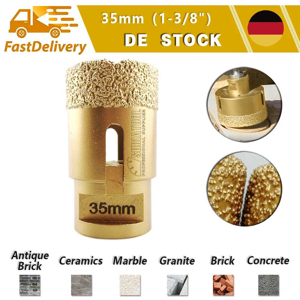 

SHDIATOOL Dia 35mmDiamond Drilling Bits Brazed Hole Opener Drilling Core Bits M14 Thread Drill Bits Angle Grinder Marble Tile