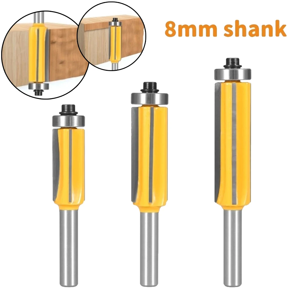 

1 шт. 8 мм хвостовик фреза с подшипником 4 канавки сверла YG8 наконечник из карбида вольфрама фреза для деревообработки инструмент