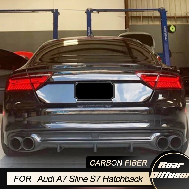 

Автомобильный диффузор для заднего бампера, губа для Audi A7 S line S7 хэтчбека, 4 двери, 2011-2014 Нестандартный, четыре выхода, задняя губа из углеродного волокна