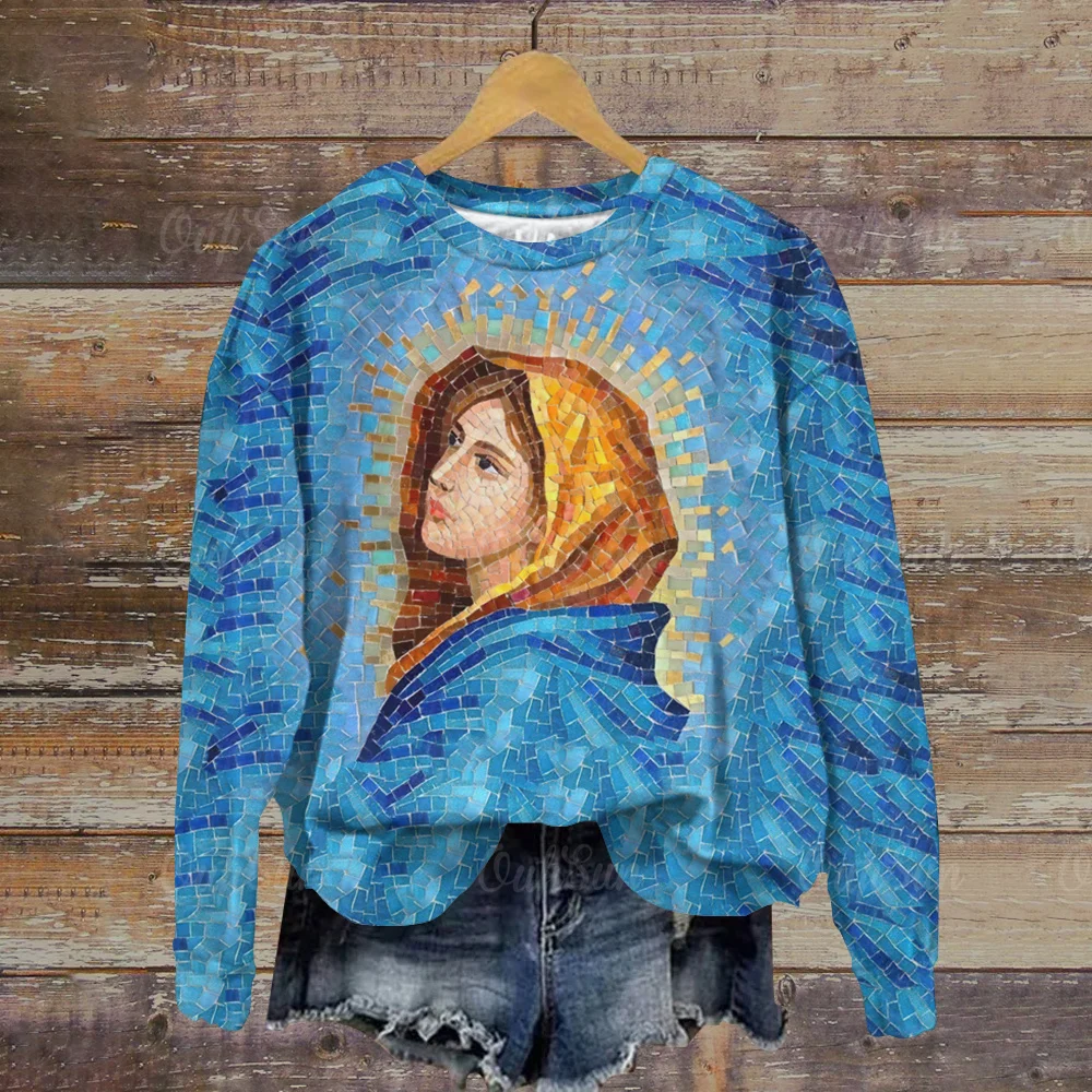 

Женский свитшот с длинным рукавом, повседневный свитшот с рисунком элемента в стиле ретро для отдыха и кемпинга, Y2k, 2024