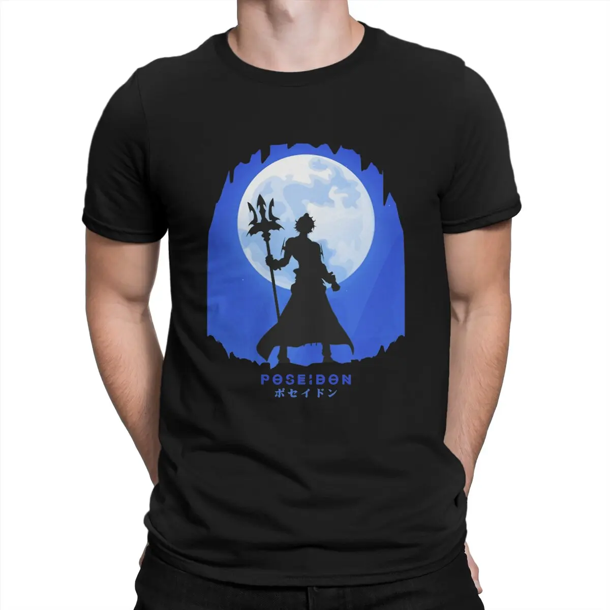Record Of Ragnarok Creative TShirt for Men POSEIDON Round Neck Basic T Shirt Hip Hop Birthday Gifts OutdoorWear