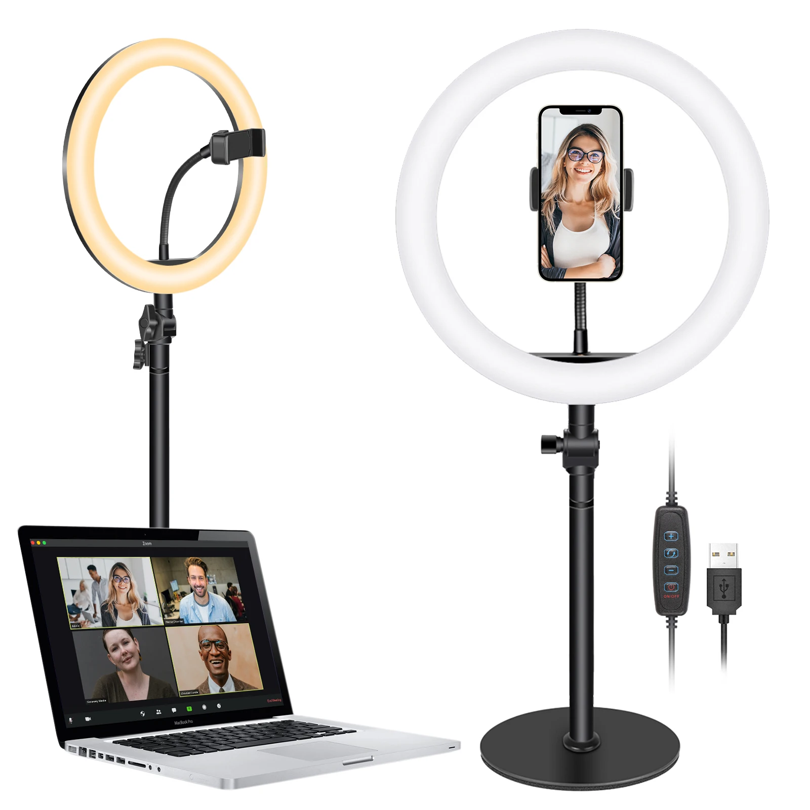 

Neewer 10" Selfie Ring Light for Laptop, Dimmable Desktop LED Circle Light with Stand/3 Light Modes for Video Conference/Makeup