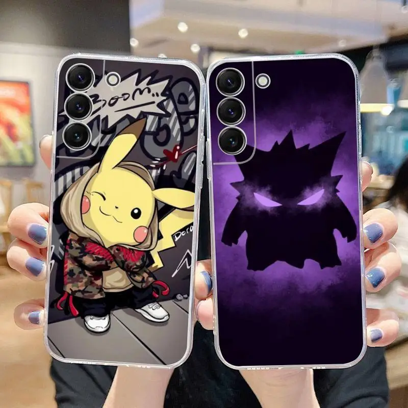 Купи Cartoon Pokemon Pikachu Gengar Phone Case For Samsung Galaxy S22 S21 Ultra S20 S30 FE S8 S9 S10 5G Plus Lite Soft Transparent за 120 рублей в магазине AliExpress