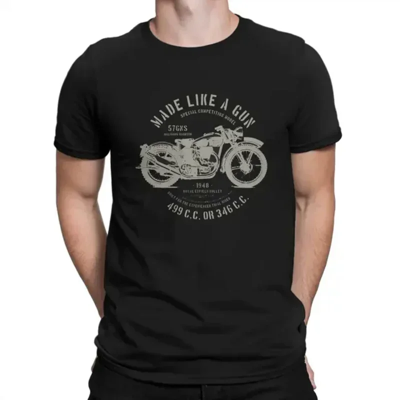 Royal Enfields ɻullet' 1948 T-Shirt Men One of British Retro Motorcycles Fun Pure Cotton Tees Round Neck Short Sleeve T Shirts