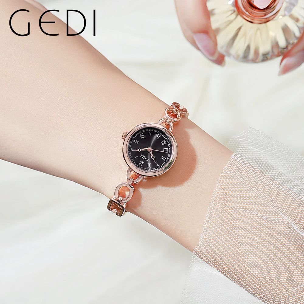 GEDI Fashion 23mm Ultra-thin Women Bracelet Watches Waterproof Roman Dial Female Watch Casual Ladies Quartz Clock Gift for Girls
