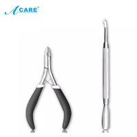 golden exfoliating cuticle scissors stainless steel nail manicure pedicure double pusher dead skin scissor new remover