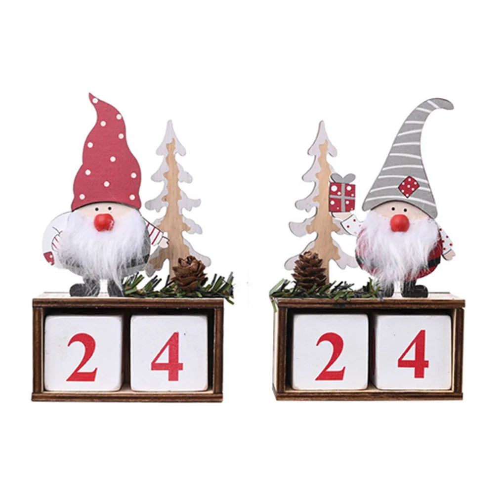 

Настольное украшение с Санта Клаусом на Рождество, праздничный декор, календарь с обратным отсчетом, аксессуар для дома, гостиной, красный