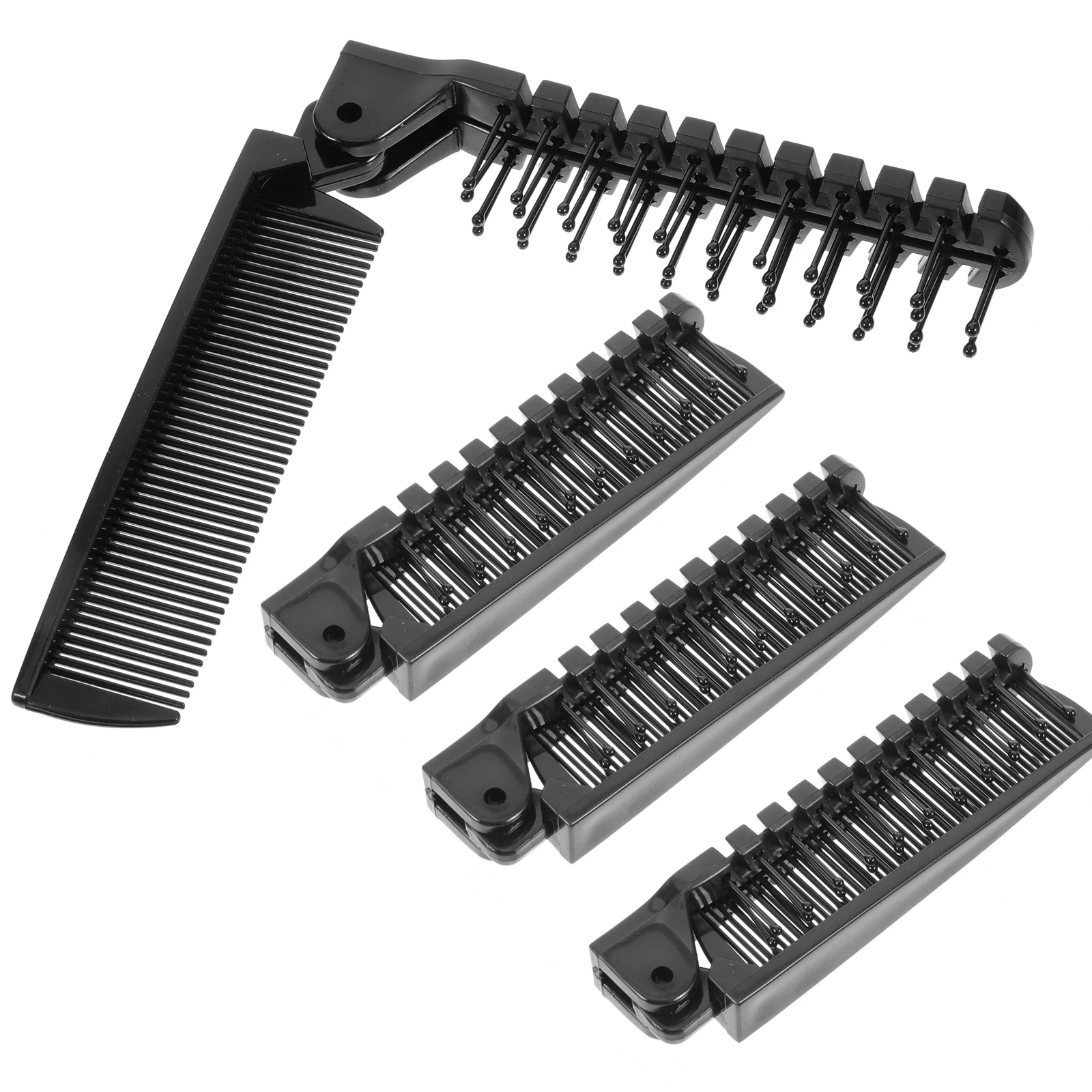 

4pcs Foldable Hair Comb Portable Plastic Comb for Home Travel Outdoor (Black)