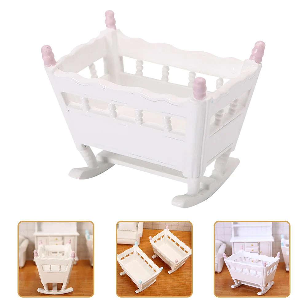 

Mini Cradle Miniature Crib House Furniture Cradles Beds Model Dollhouse Adornment