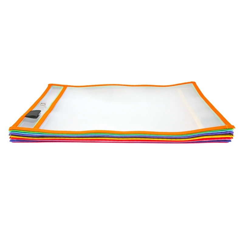 

10Pcs Reusable Dry Erase Pockets, Assorted Colors For Children Kids Students