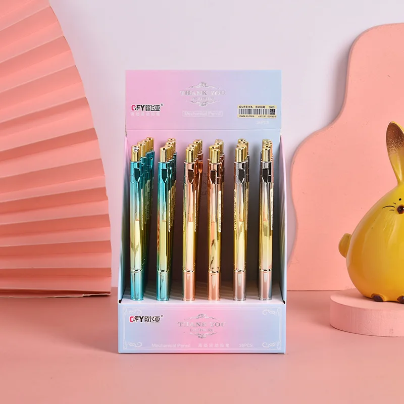 

36 pcs/lot Creative Metal Mechanical Pencil Cute 0.5MM Student Automatic Pen For Kids Gift School Office Supplies