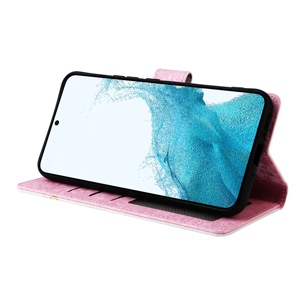 Роскошный позолоченный кожаный чехол с цветочным узором для Galaxy A12 A13 A14 A22 A23 A24 A32