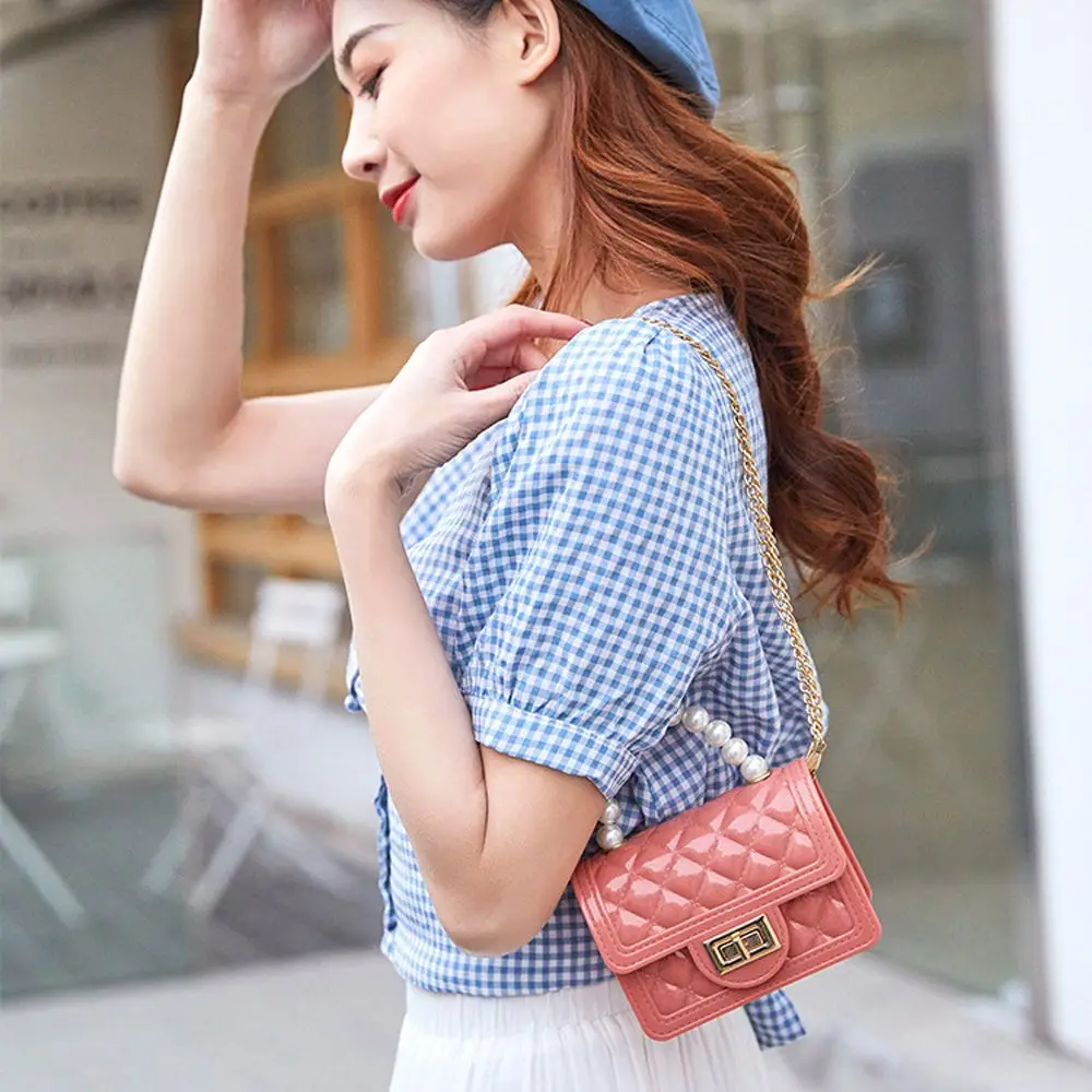 

Casual For Girls Candy Color Purse Wallet Pearl Women Shoulder Bags Korean Coin Purse Mini Messenger Bags Lingge Crossbody Bag