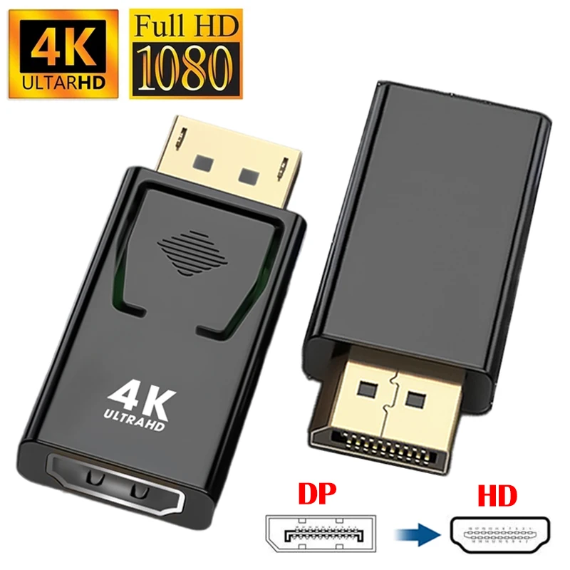 Переходник DP в HDMI-совместимый с поддержкой 4K 1080P Displayport «папа»-«мама» адаптер HDM1 для ПК, ноутбука, монитора, телевизора, проектора