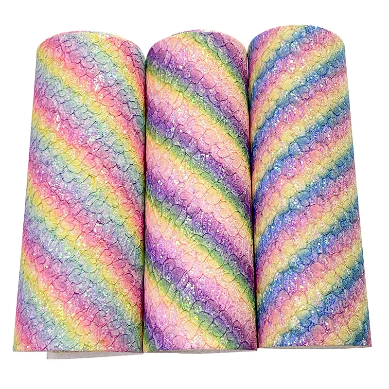 

Rainbow flower Design Lace Mesh Glitter PU Faux Leather Big Sheet Knitted Backing for Making Shoes/Bags/DIY Accessories/Bows