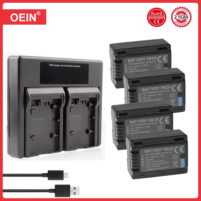 Аккумулятор VW-VBT190 VBT190 + двойное зарядное устройство USB