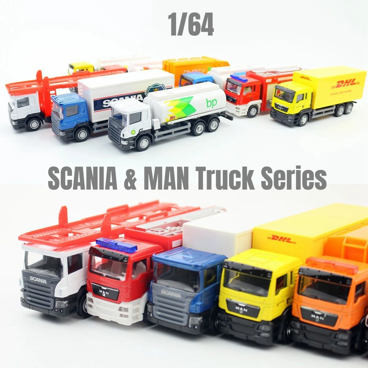1/64 Scania MAN Tow Truck, Garbage Trailer Truck Oil Tanker Toy Car Model, RMZ CiTY Alloy Engineering Miniature, Gift For Boy
