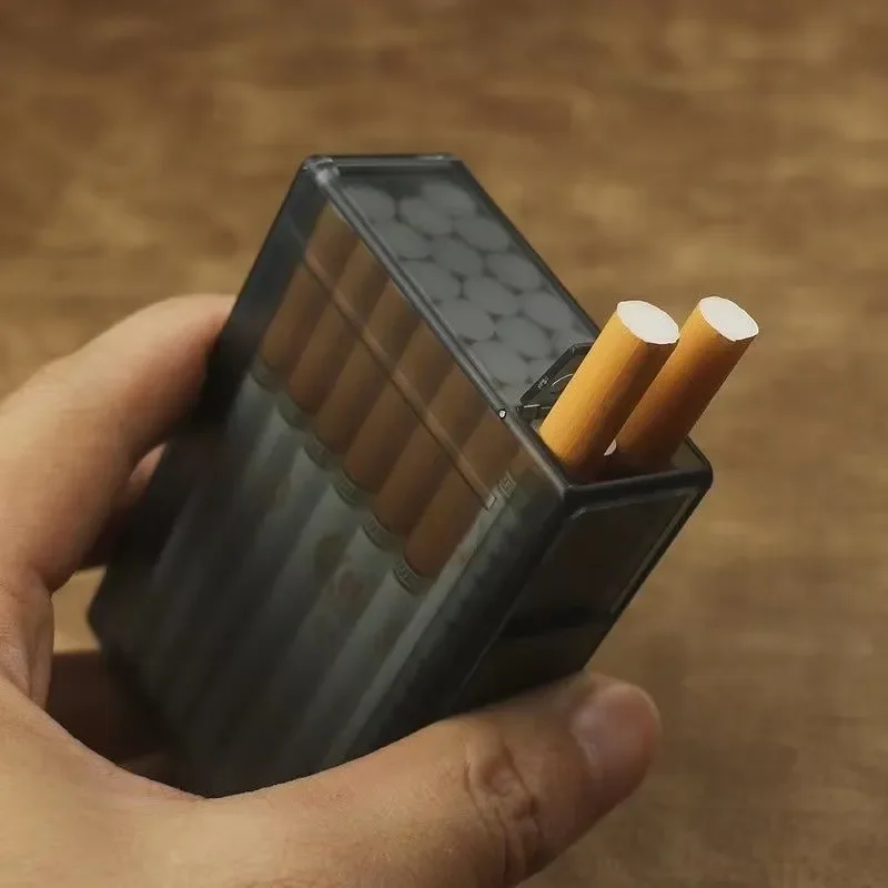 

20 piece transparent automatic pop-up cigarette case anti odor and anti pressure fully sealed portable cigarette case cover