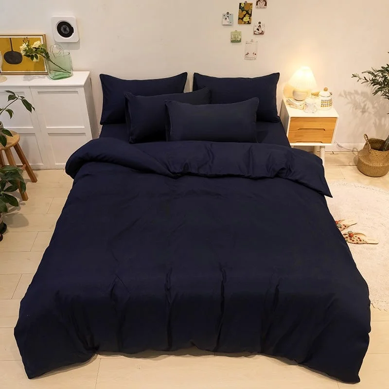 

Twin Full Queen King Duvet set Gray Navy Blue Ultra Soft 100% Microfiber Zipper 4/6Pcs Comforter Cover Bedsheet Pillowcase