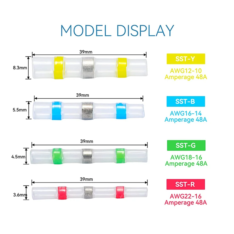 800 шт. соединитель для проводов с паяным уплотнением синий 16-14 AWG — термоусадочный