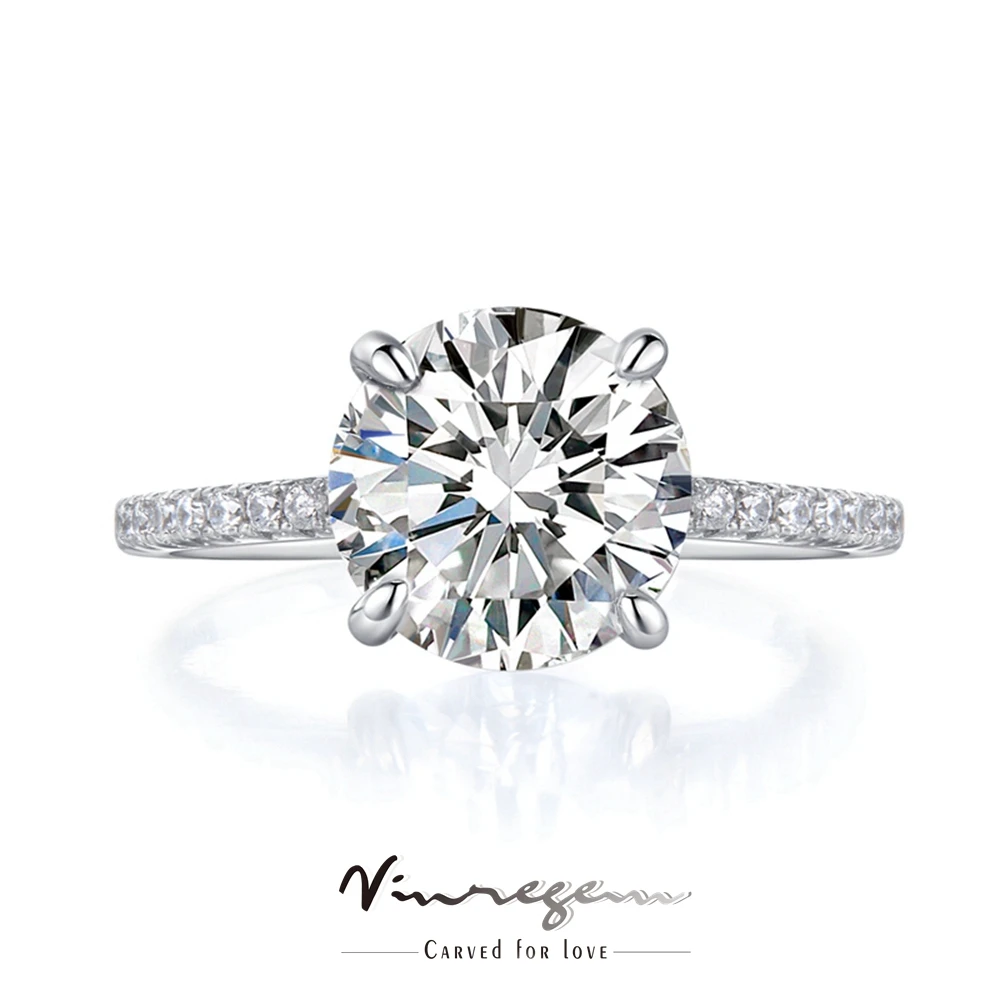 

Vinregem 18K White Gold 8MM Sapphire Faceted Gemstone Ring For Women Anniversary Gift 925 Sterling Silver Jewelry Drop Shipping