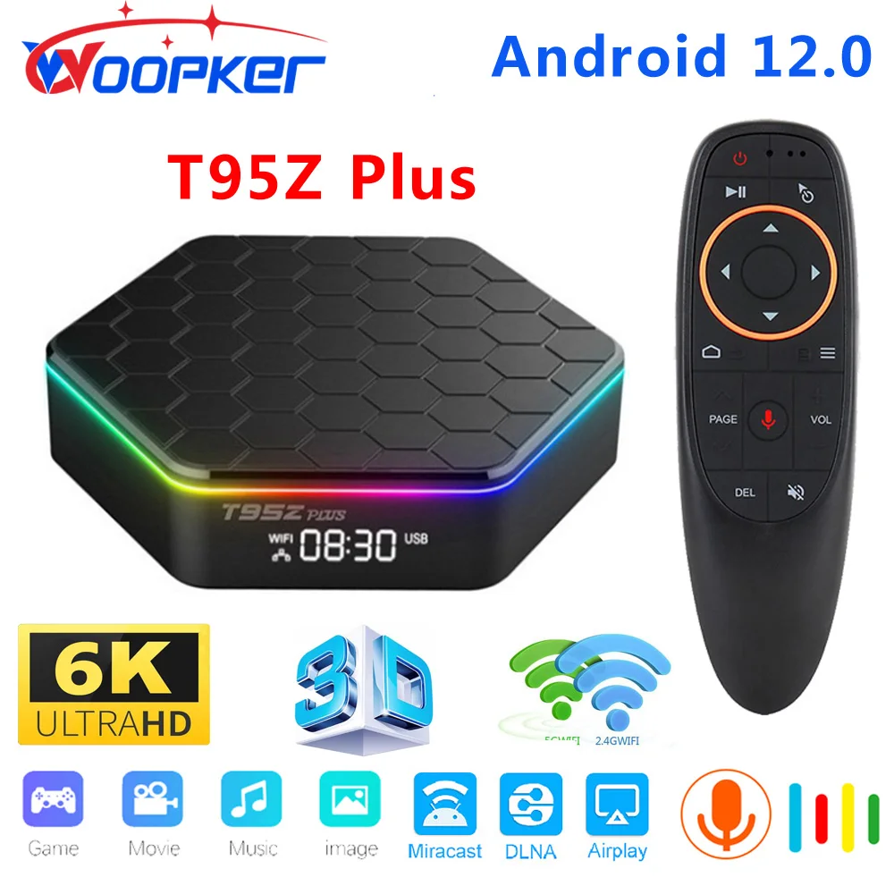 

ТВ-приставка Woopker T95Z PLUS, Android 12, 4 + 64 ГБ, Wi-Fi 1080P, BT, 6K