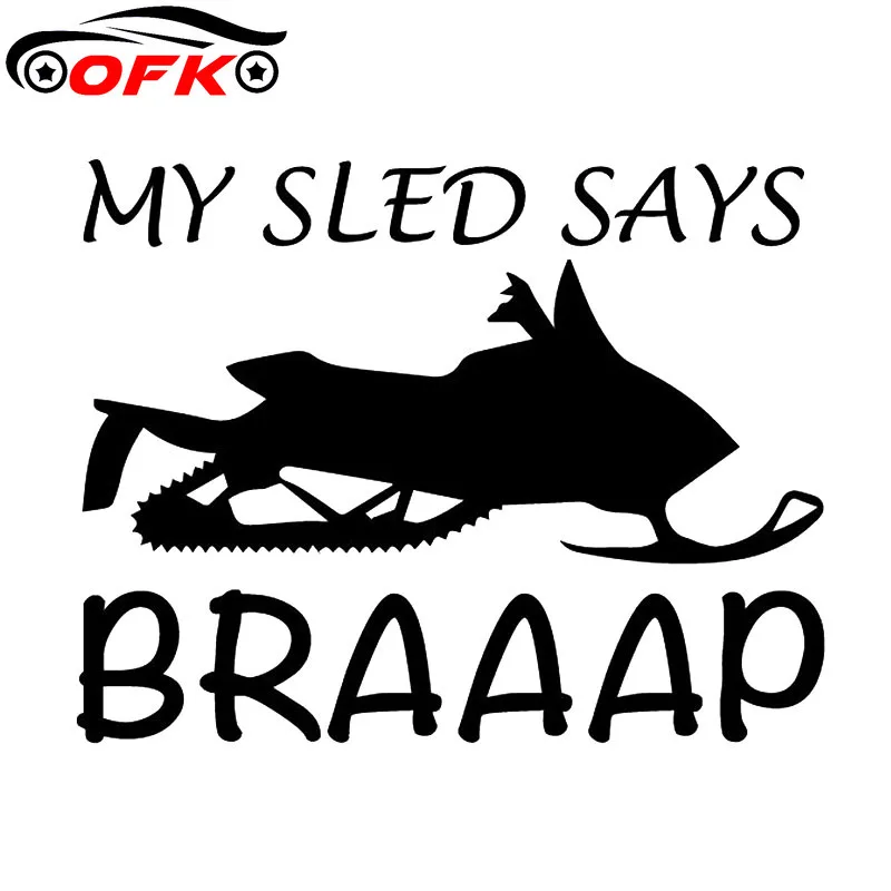 Наклейка на машину OFK My Sled говорит катание лыжах Ду Арктический Кот снегоход звук