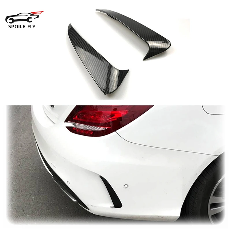 

Для Mercedes-Benz C Class W205 C63 4DR 2015 + задний бампер охватывает воздуховыпускной хвост ветровой нож из углеродного волокна Внешняя Автомобильная наклейка