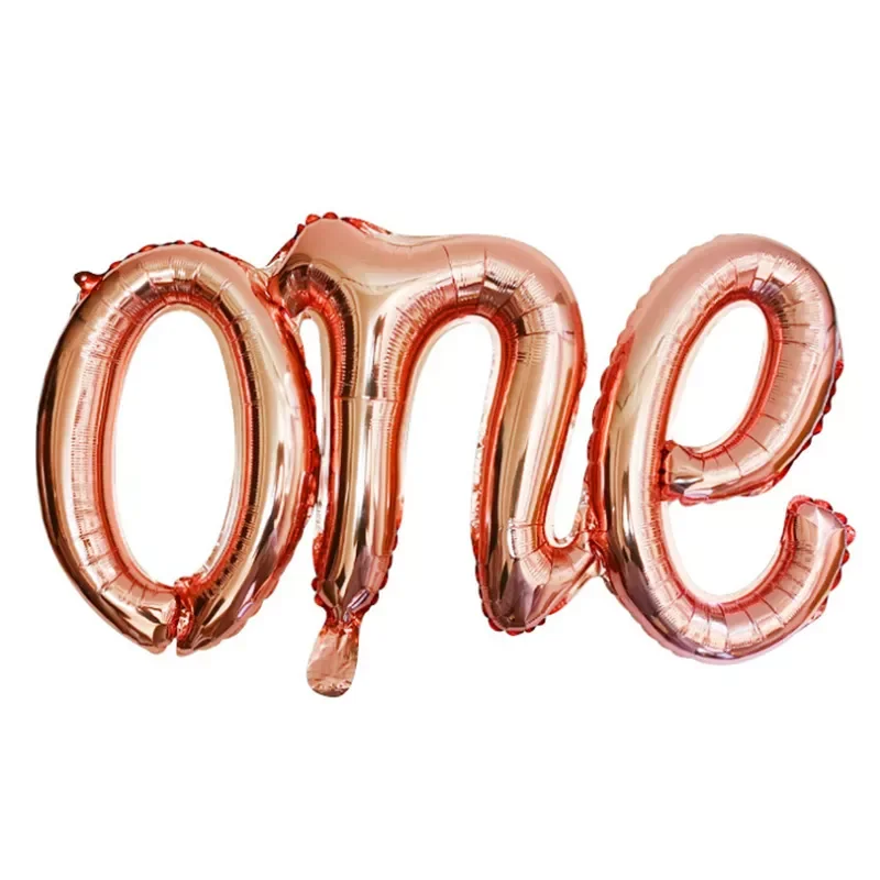 

Rose Gold Conjoined Balloons ONE Boy Girl Baby Giant Letter Balloon 1st Birthday Party Decoration Kids Gender Reveal Ballon