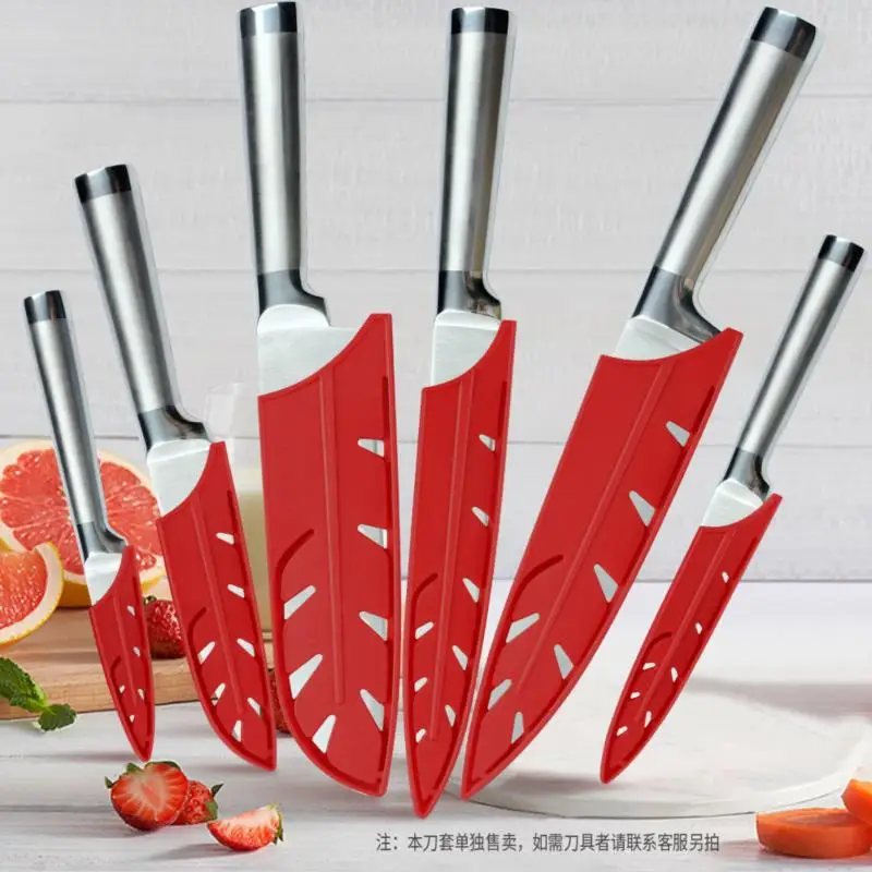 

Red Knife Sheath Knife Edge Protector Washable PP Safe Non-toxic Feather Shape Cut Resistant Knife Cover Knife Accessories