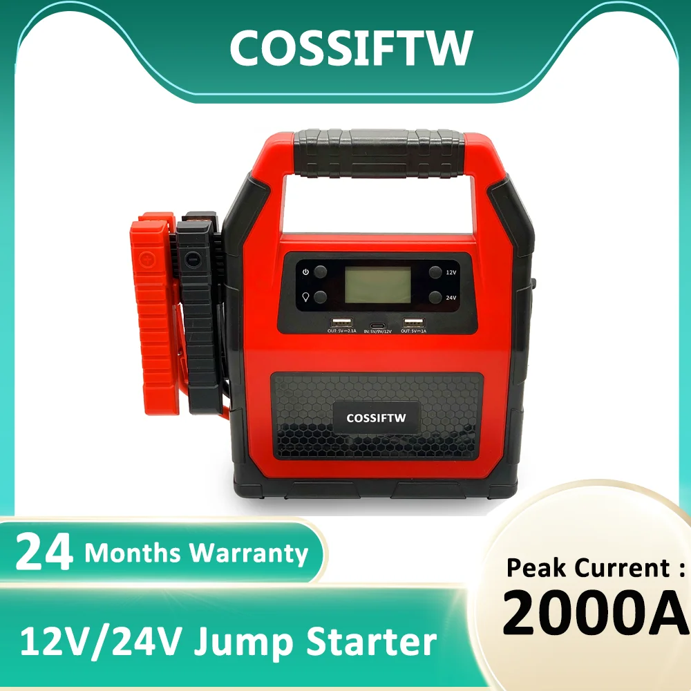 

Jump Starter 12V 24V Power Bank Portable Car Battery Charger Battery Booster 2000A Heavy Duty Truck Starting Auxiliary 46800mAh
