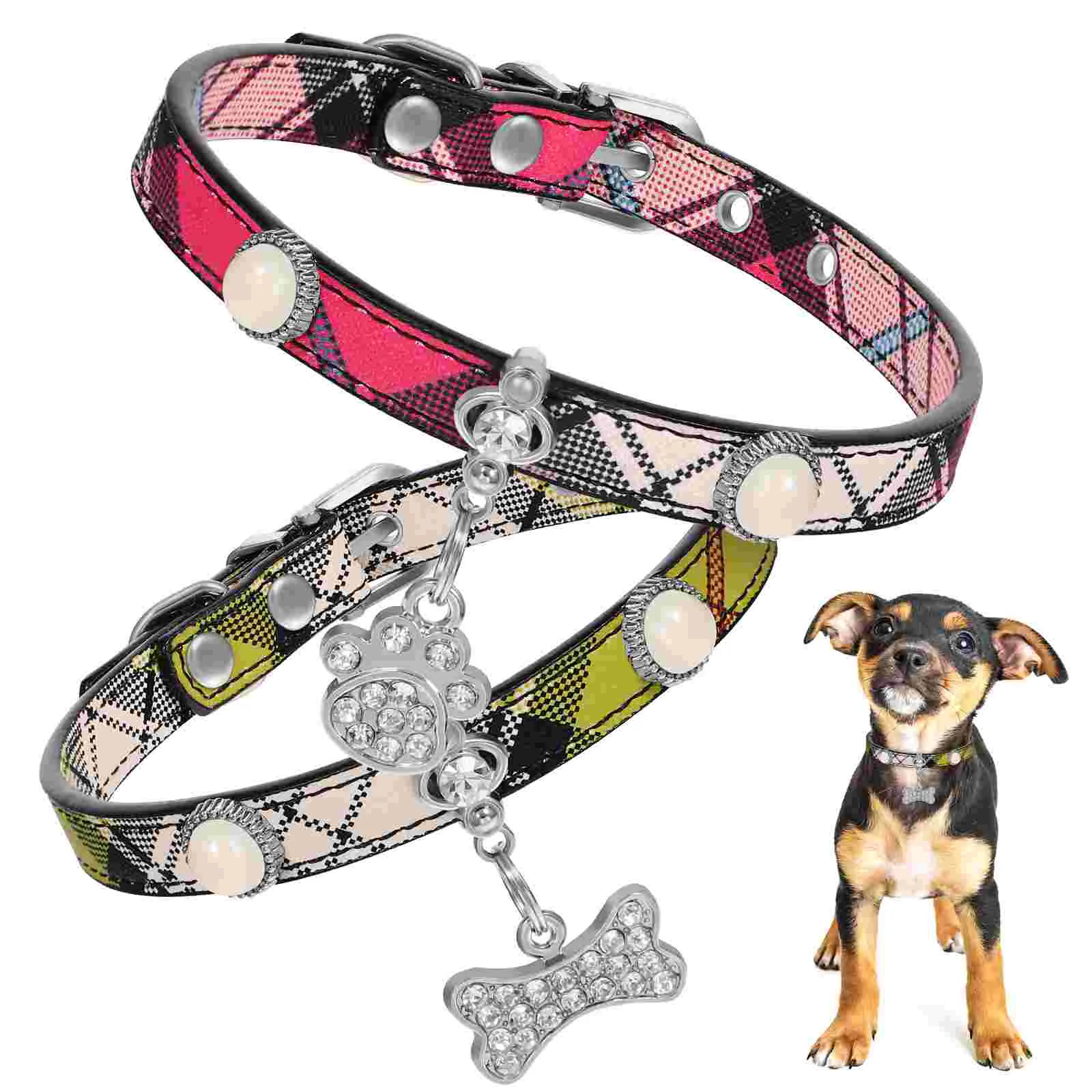 

2Pcs Decorative Dog Collars Wear-resistant Kitten Collars Reusable Puppy Collars Cat Accessory Necklace