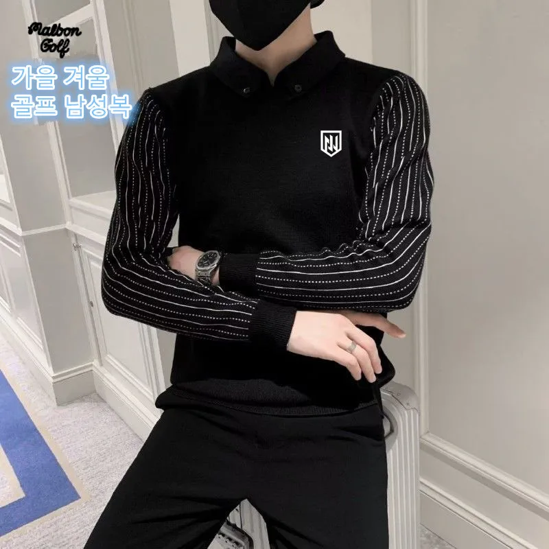 2023 Spring Sweater Golf Top Golf Clothes Men's Fashion Sports Men's Golf Clothes Golf Clothes Fake Two Shirts Sweater