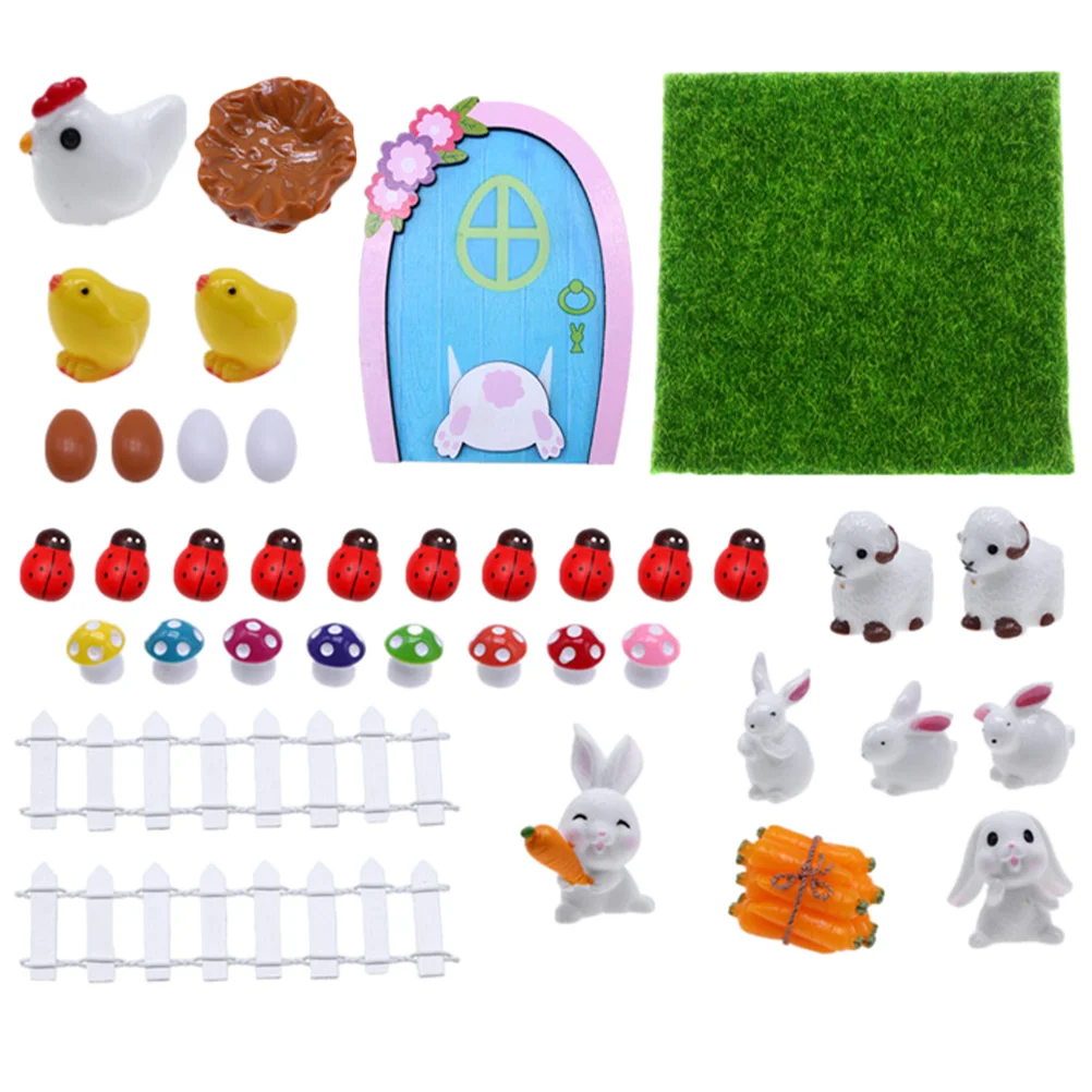 

Easter Fairy Mini Ornaments Garden Door Decor Miniature Bunny Landscape Figurines Ornament Kit Diy Rabbit Mushroom Statue Micro