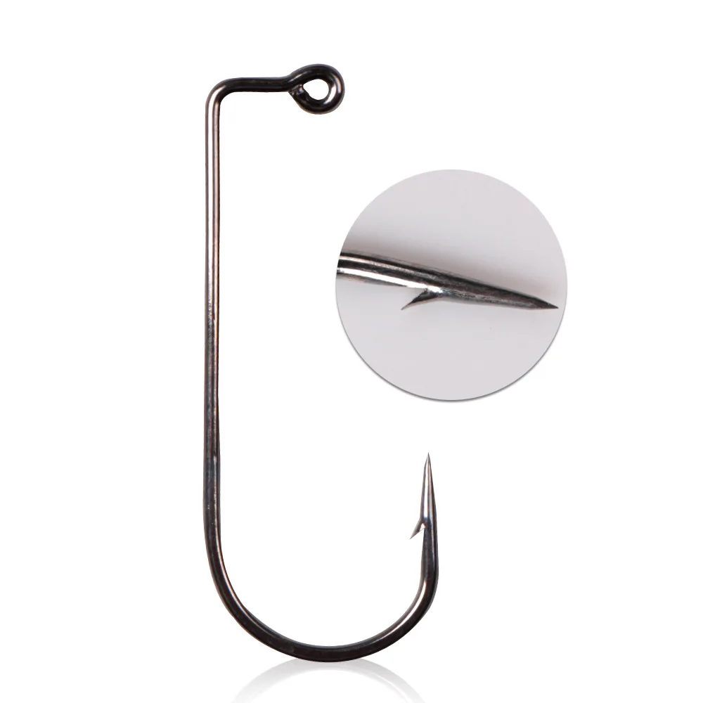 

100pcs High Carbon Steel Fishhook Black 90 Degree Aberdeen Offset Jig Fishing Hooks Size 4# To 1/0# Fishing Hook Set