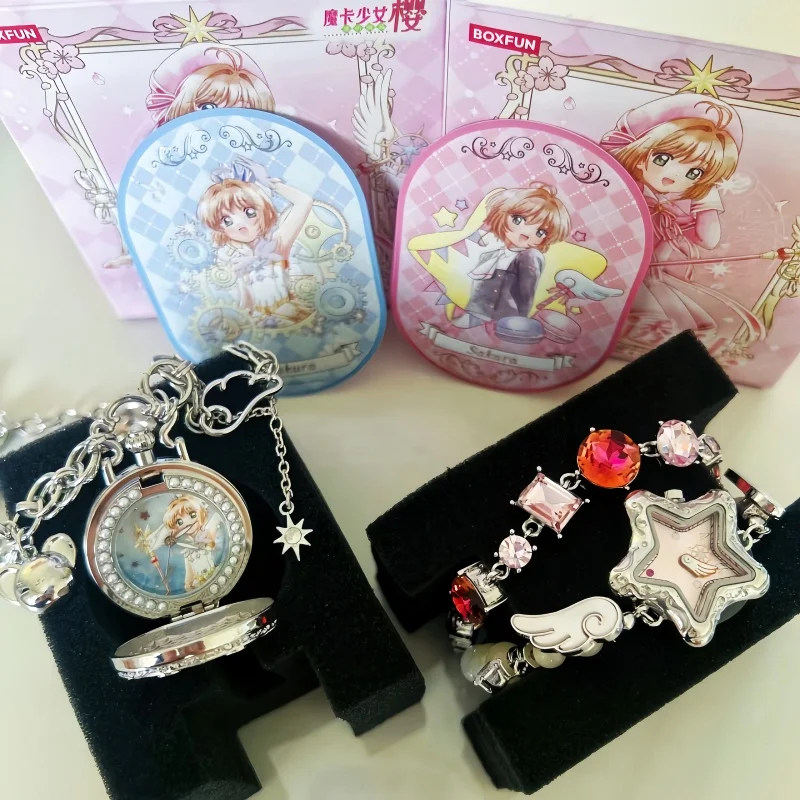 Фото Boxfun Cardcaptor Sakura Аниме-часы на запястье, сюрприз-бокс, модный кварцевый часы с кожаным ремешком, коллекционный аниме-аксессуар для №1