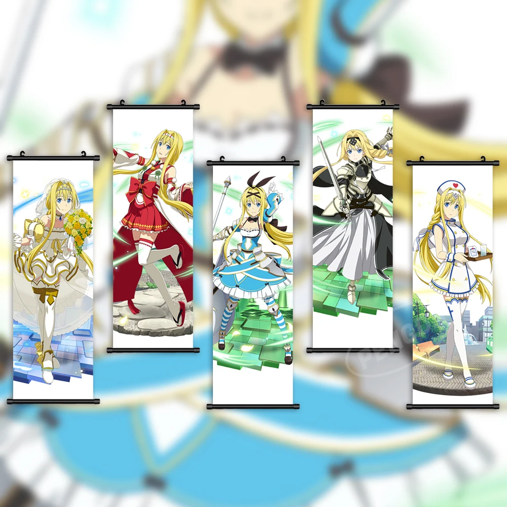 

Холст японский домашний декор Алиса плакат Печатные аниме картины настенный меч искусство онлайн свиток подвесная картина прикроватный фо...